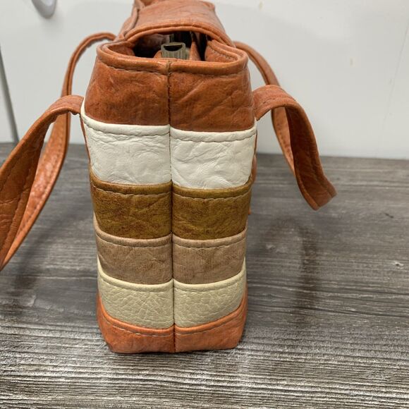 Vintage Hirtz Striped Leather Talon Zipper 70s Purse Handbag 10x7x3 - Picture 13 of 16